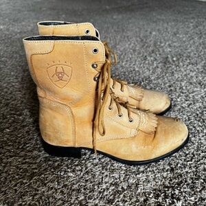 Ariat Womens 7 Western Riding Boot A1 Competitor Leather Lace Up Roper Brown Tan